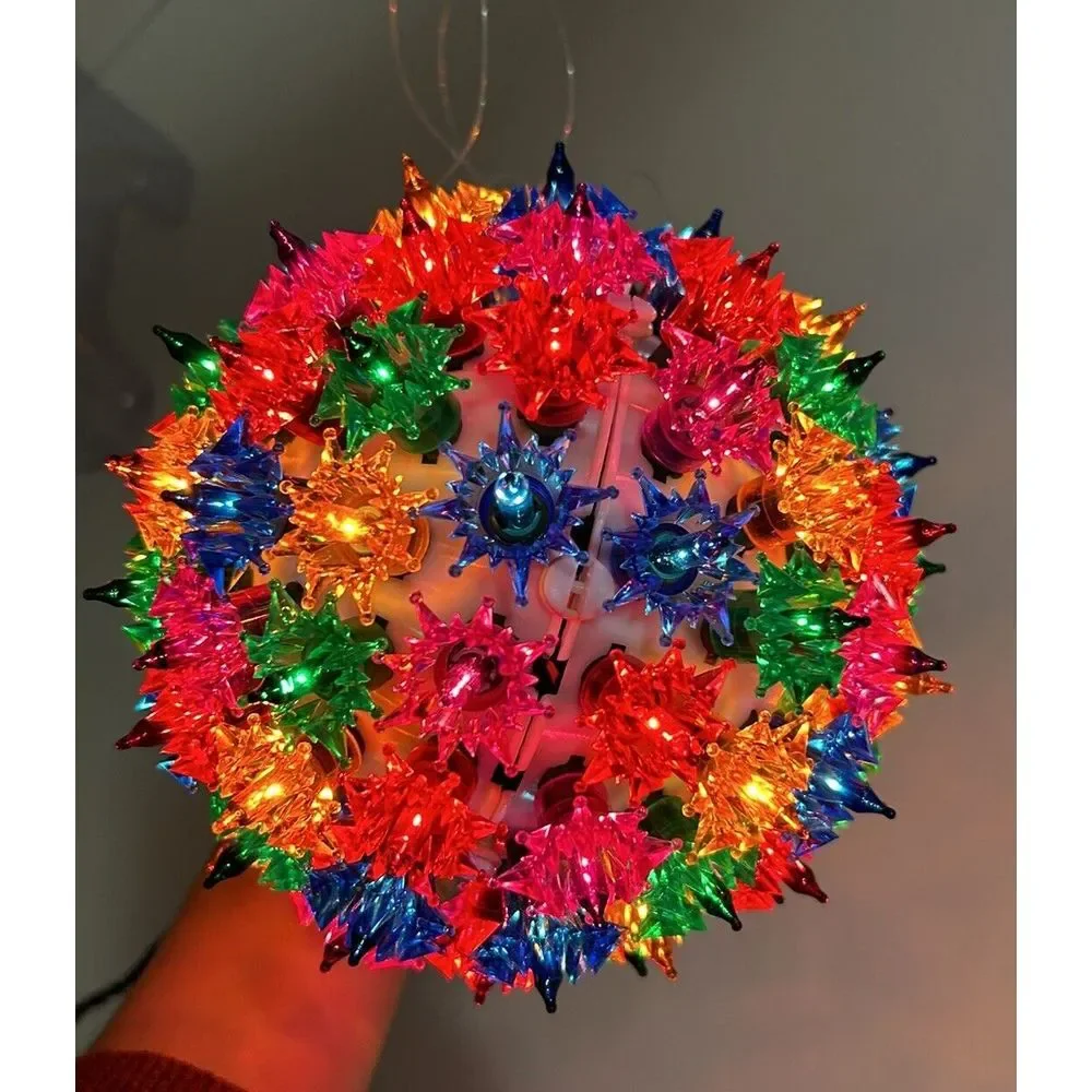 Hanging Christmas Light Sphere Multi-colored 100 Lights Indoor + Outdoor Works